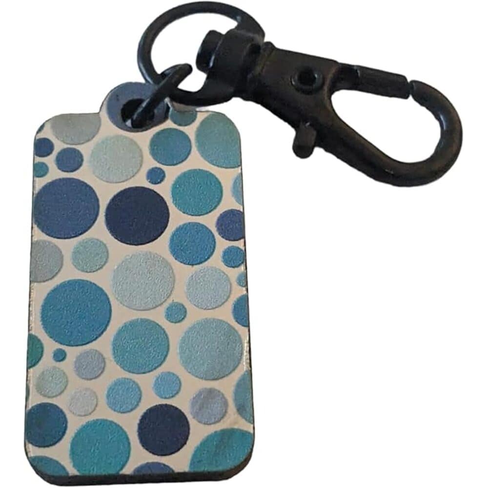 Colorful polka dot pet leash with a black metal clasp, designed for durable dog walking accessories.