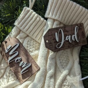 Personalized Engraved Wood Stocking Tag